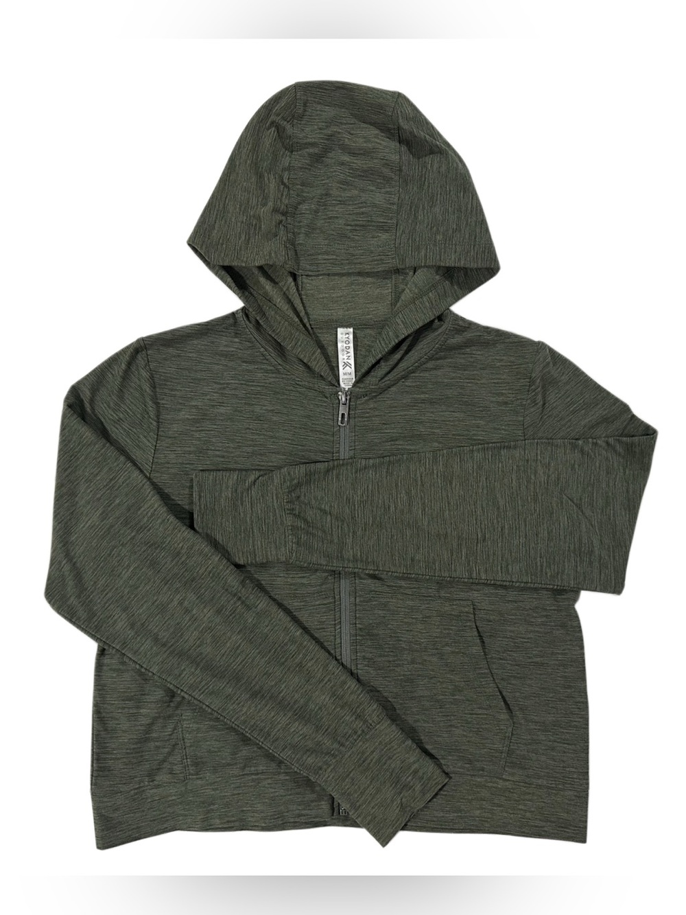 Kyodan Outdoor Olive Green Space Dye Zip Up Hoodie Thumbhole Jacket M